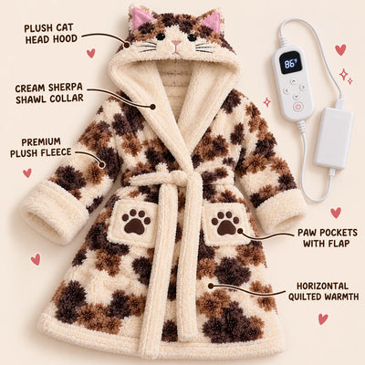 CatRobe feature callouts with heat controller and USB power bank