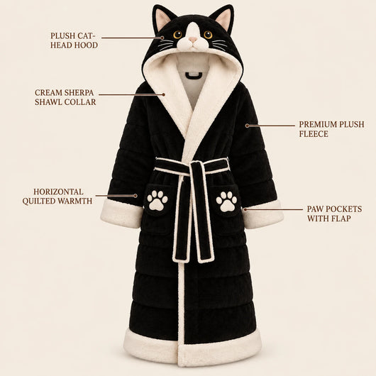 CatRobe in Black Tuxedo with feature callouts