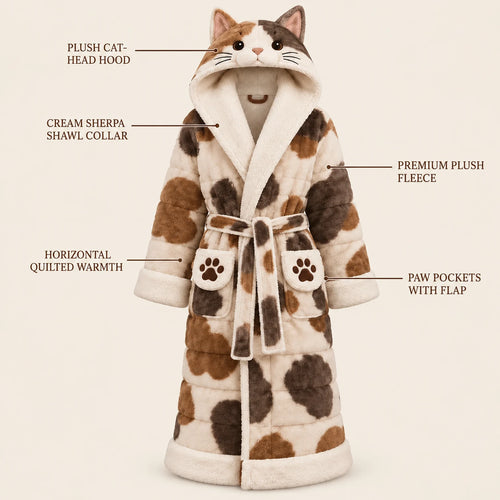Heated CatRobe™ – Plush Cat-Head Hooded Robe