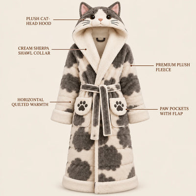 CatRobe in Grey and White with feature callouts