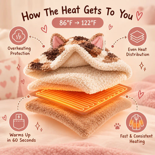 Heated CatRobe™ – Plush Cat-Head Hooded Robe